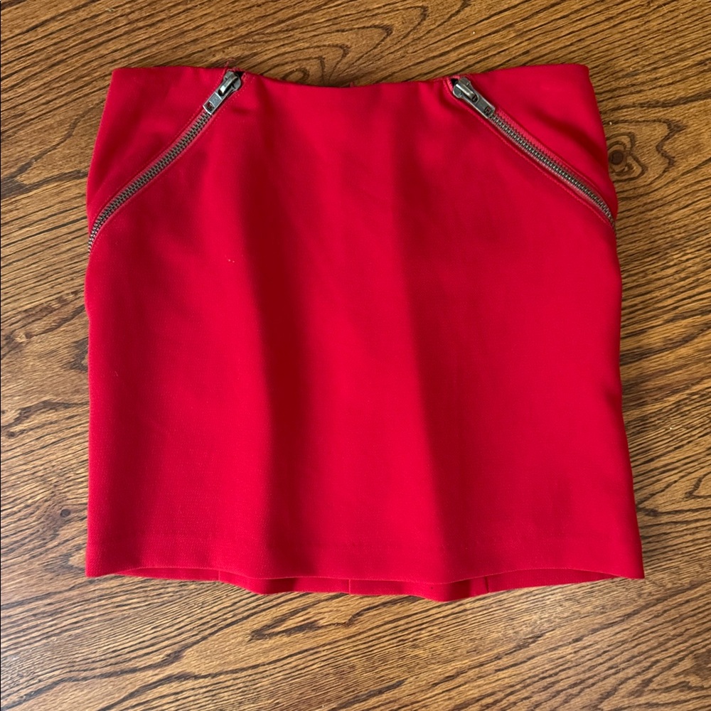BCBG Red Zipper Detail Skirt